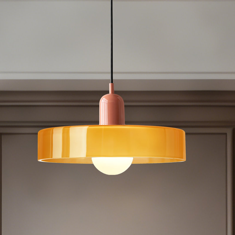 Luminaire suspendu 0 lumière, Rose, Orange, H 8,66 po x l 13,78 po x P 13,78 po