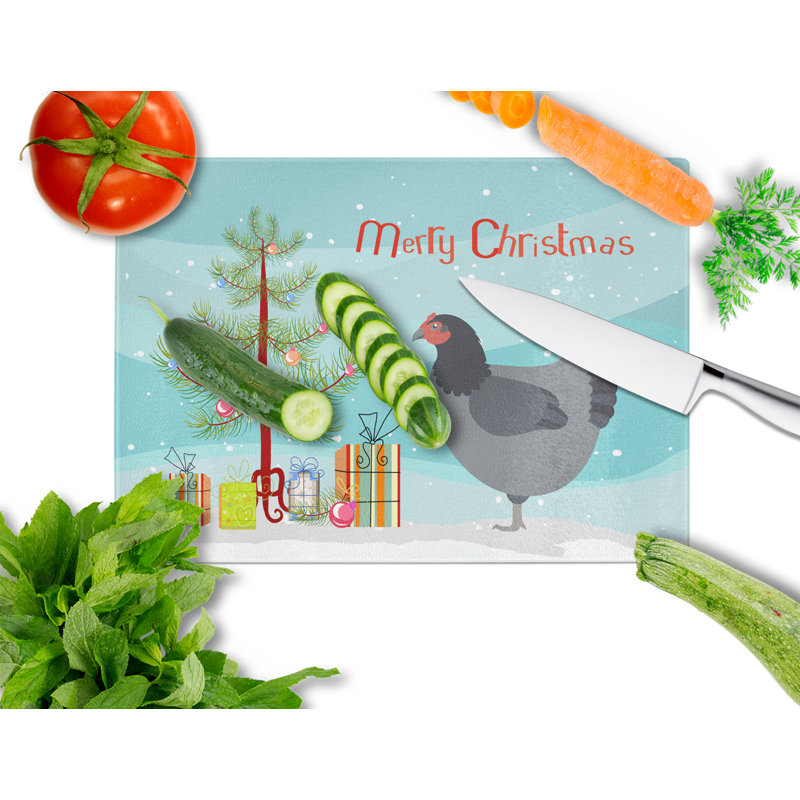 Planche à découper en jersey de noël en verre trempé caroline