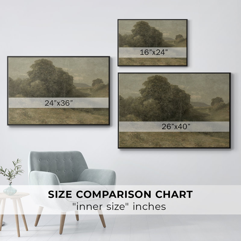 Paysage rétro - DCCCL XXXIV, Toile avec cadre flottant noir, H 25 po x l 37 po x P 2 po