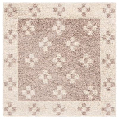 Lott Hand Tufted Wool/Cotton Geometric Rug in Beige/Ivory