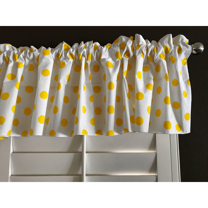 Cantonnière sur mesure en mélange de coton à pois 58 po Chrisman, L 58 po x L 14 po, Blanc / jaune