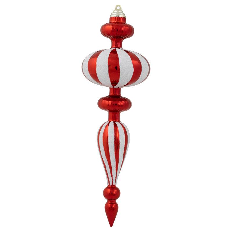 Commercial Size Shatterproof Finial Christmas Ornaments - 14" - Set Of 4, Red/White