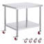 Table de travail robuste en acier inoxydable de 30 po x 36 po x 34 po avec tablette réglable à 3 niveaux et 4 roulettes verrouillables pour la préparation de cuisine commerciale