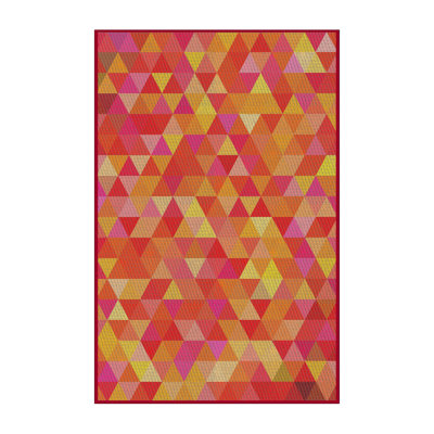 Tapis décoratif orange à motif géométrique Sauceda