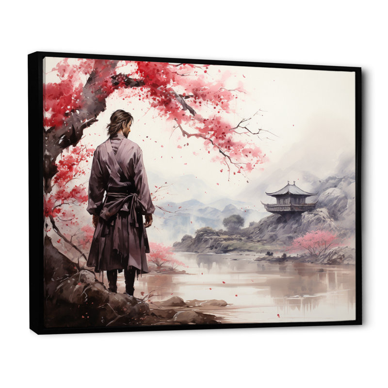 Asian Art Samurais Resolve III - impression, Cadre flottant noir, H 34 po x l 44 po x P 1,5 po