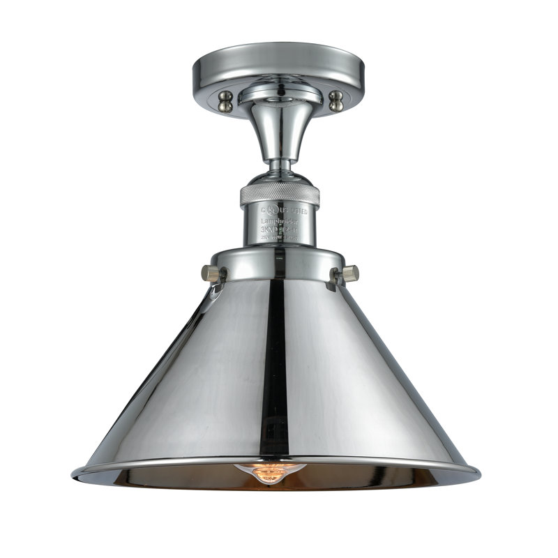 Elwell Semi Flush Mount, 6 Watt Vinage LED Bulb, Polished Chrome, Polished Chrome
