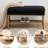 Modern Living Room Bench With Linen Upholstery And Metal Legs, Black, Also For Bedroom, Entryway, Dining Legs In Use
