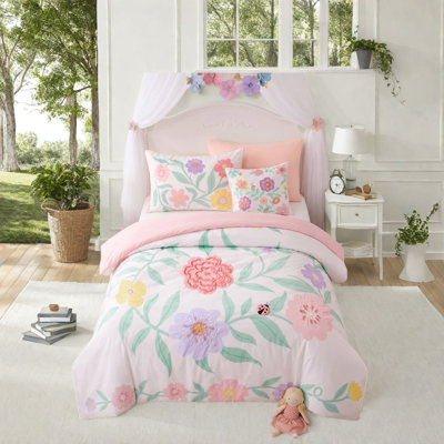 Ensembles de literie à motif floral, ensemble d'édredon 4 pièces pour lit simple TG