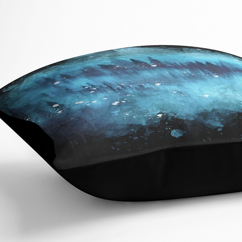 Forest Mist Paint Splash Cushion with Filling, Black, 40cm H x 40cm W x 15cm D