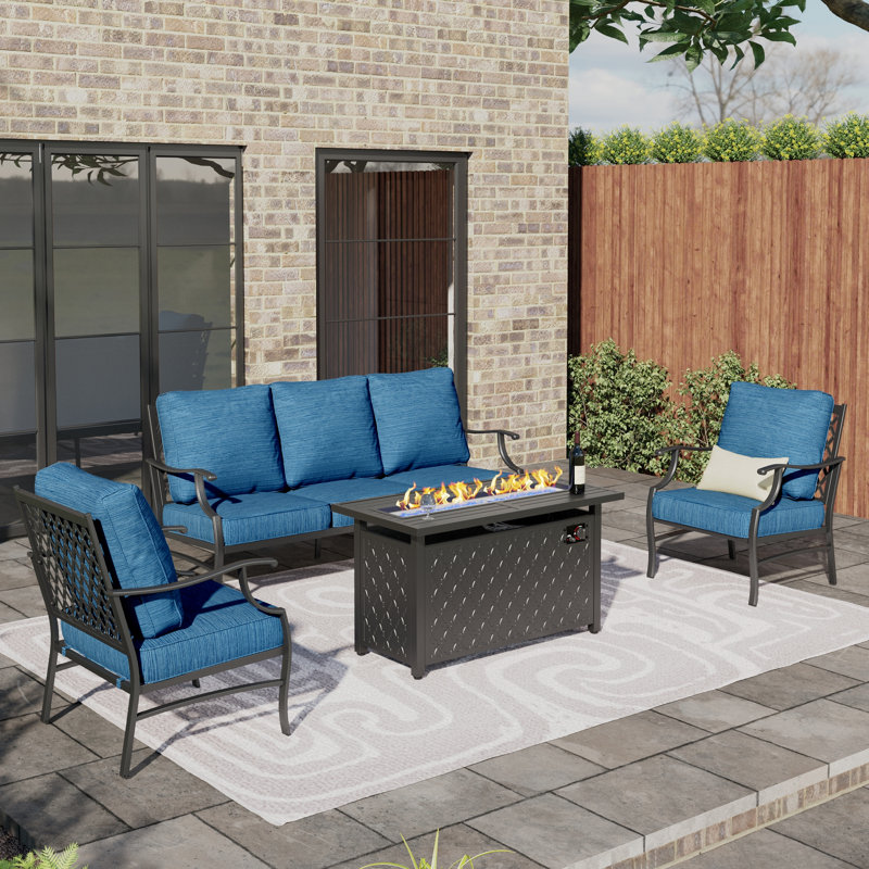 Asfand Outdoor Patio Conversation Furniture Set, Gray