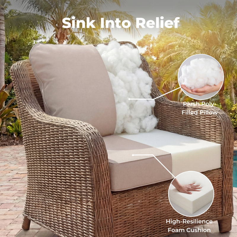 23.5 x 25.5 Outdoor Deep Seat Patio Cushion with Non-Slip Bottom for Patio Furniture, Waterproof, Fade-Resistant, 1