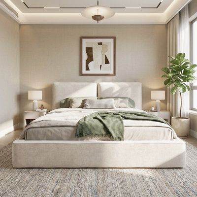 Ottoman Storage Bed Frame Hydraulic Lift-Up Storage Upholstered Bed