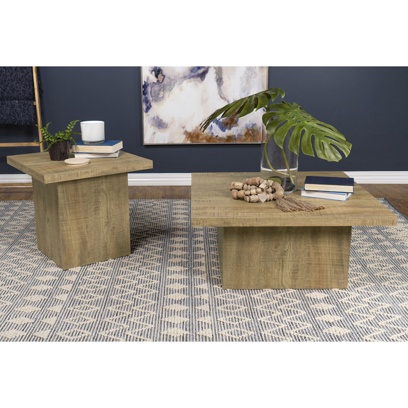 Exeter Mango Square 2-Piece Coffee Table Set, 2 Pieces: Coffee Table, End Table