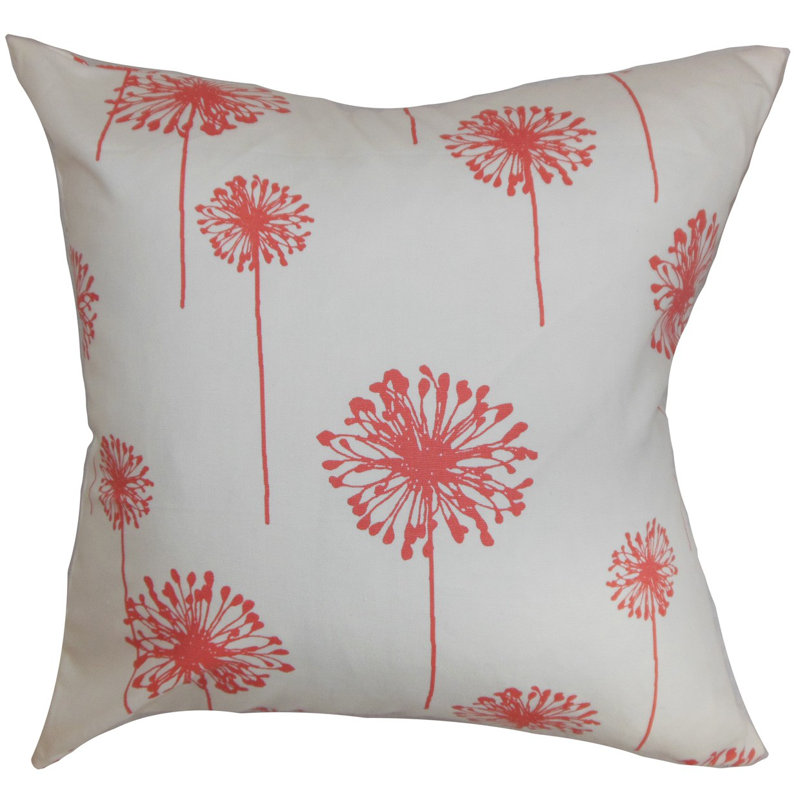 Floral Reversible Pillow Cover, White Coral