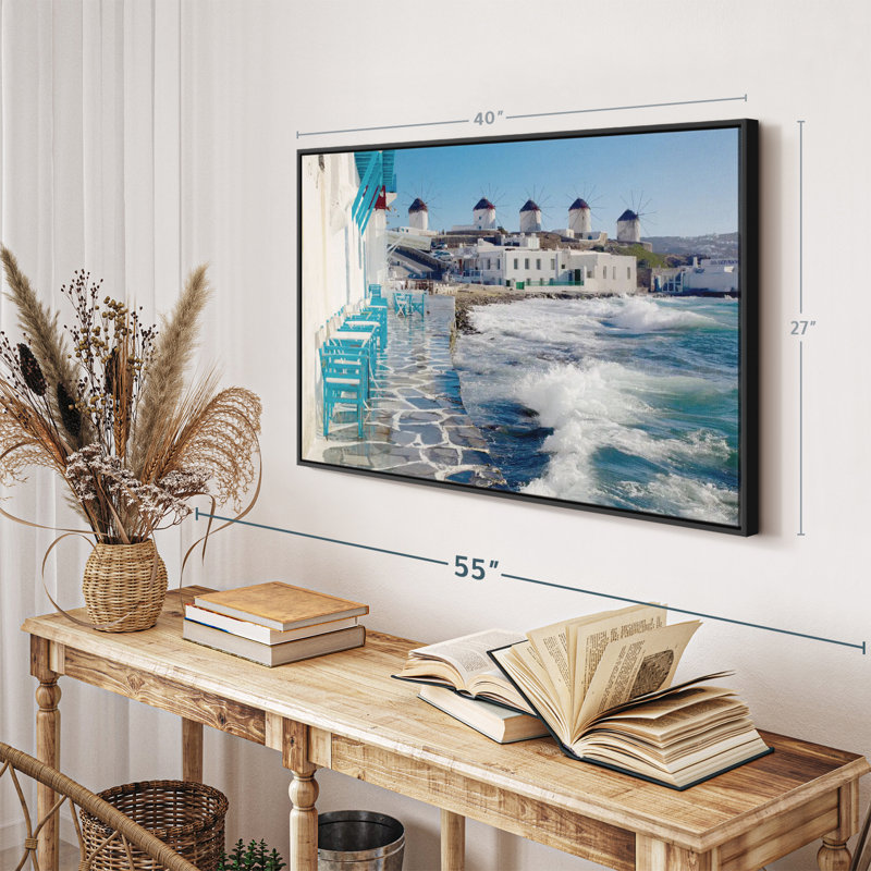 Places "Mykonos Seaside Cafe, reproduction sur toile", H 27 po x l 40 po