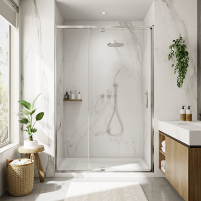 Porte de douche pivotante semi-sans cadre avec verre trempé 1/4 "