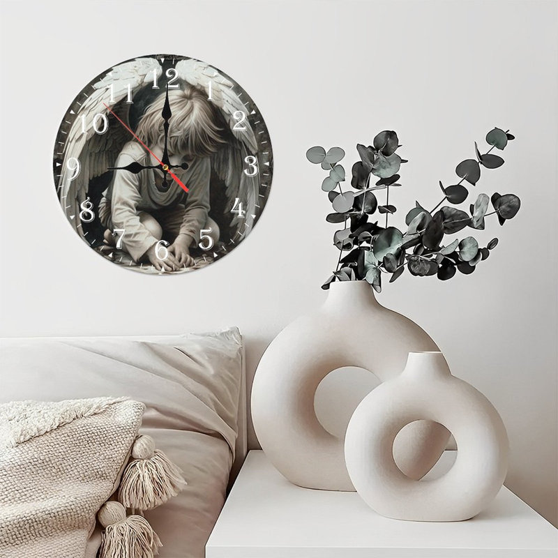 Horloge murale en bois 10 po, mouvement silencieux, à piles (piles AA non incluses), décor artistique, parfait pour les décorations