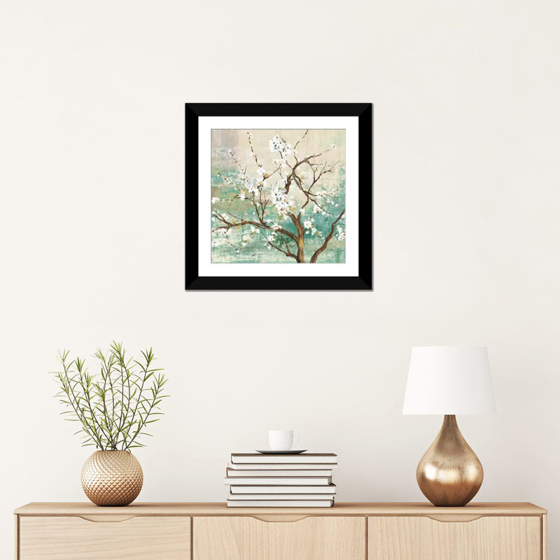 «Kyoto I», reproduction sur toile, H 16 po x l 16 po x P 1 po, Papier beaux-arts encadré noir, Blanc