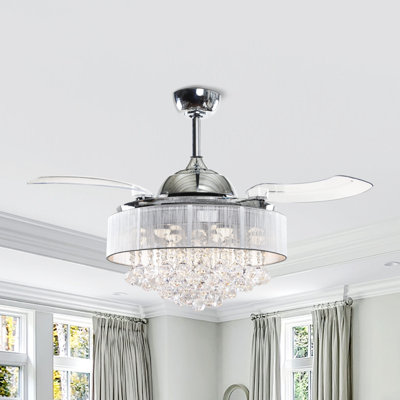 Ventilateur de plafond intelligent à 3 pales 42 "avec 3 lumières à intensité variable et télécommande Lucan, compatible avec Alexa / Google