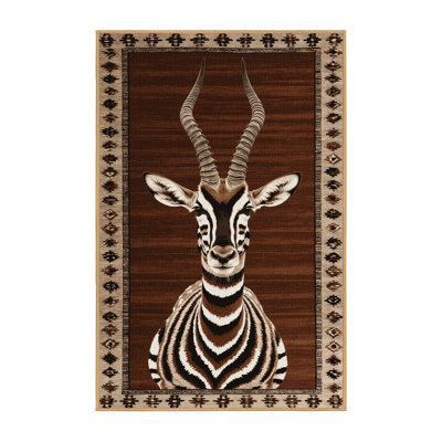 Washable Kudu Wildlife Area Rug
