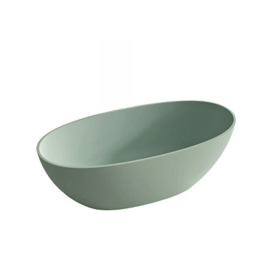 Modern Simple Oval Bathtub 62.99'' W 22.05'' H Frameless Offset Curved Tub & Shower Kit