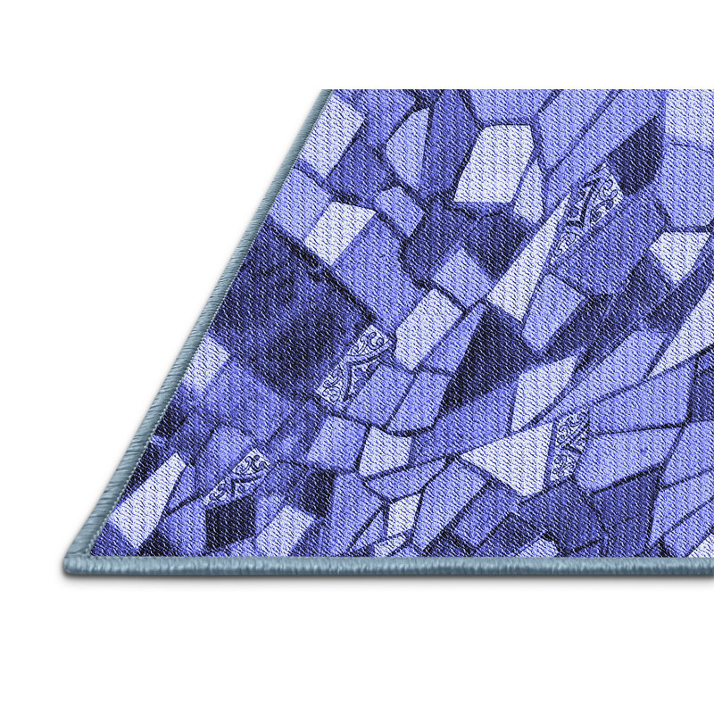 Tapis bleu tissé à la machine, Rectangle 7 pi x 9 pi