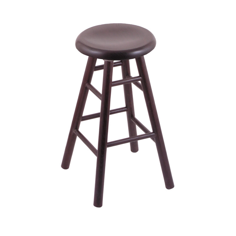 Tabouret pivotant en bois massif, Chêne cerisier foncé, Tabouret de comptoir avec siège d'une hauteur de 