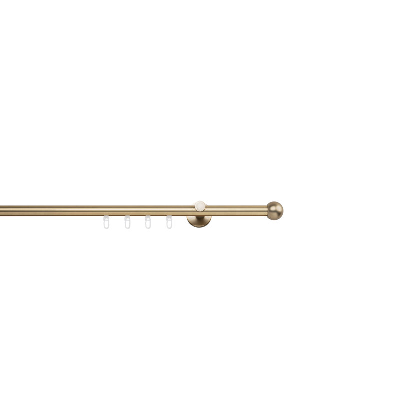 Curtain rod made to measure, inner barrel, 20mm ball, 2cm H x 210cm W x 6.5cm D, Brass Matte