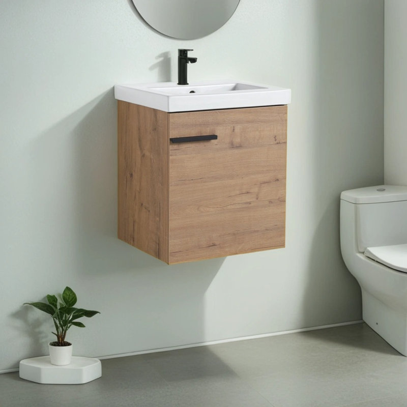 Meuble-lavabo mural simple l 18 po x P 15 po x H 21 po Cranford, Imitation chêne