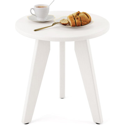 HDPE White Round Outdoor Table, Weather-Resistant, 15.8x15.8x16.7 inches, 150lbs Load Capacity, Modern Design, End Table for Patio, Porch, Deck, Livin