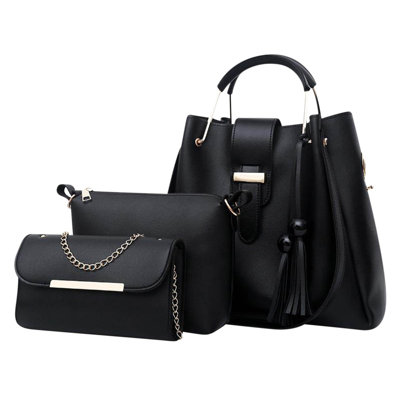 Womens Purse And Handbag 3 Pcs Bag Set Tassel Tote Clutch Satchel Top Handle Shoulder Bag