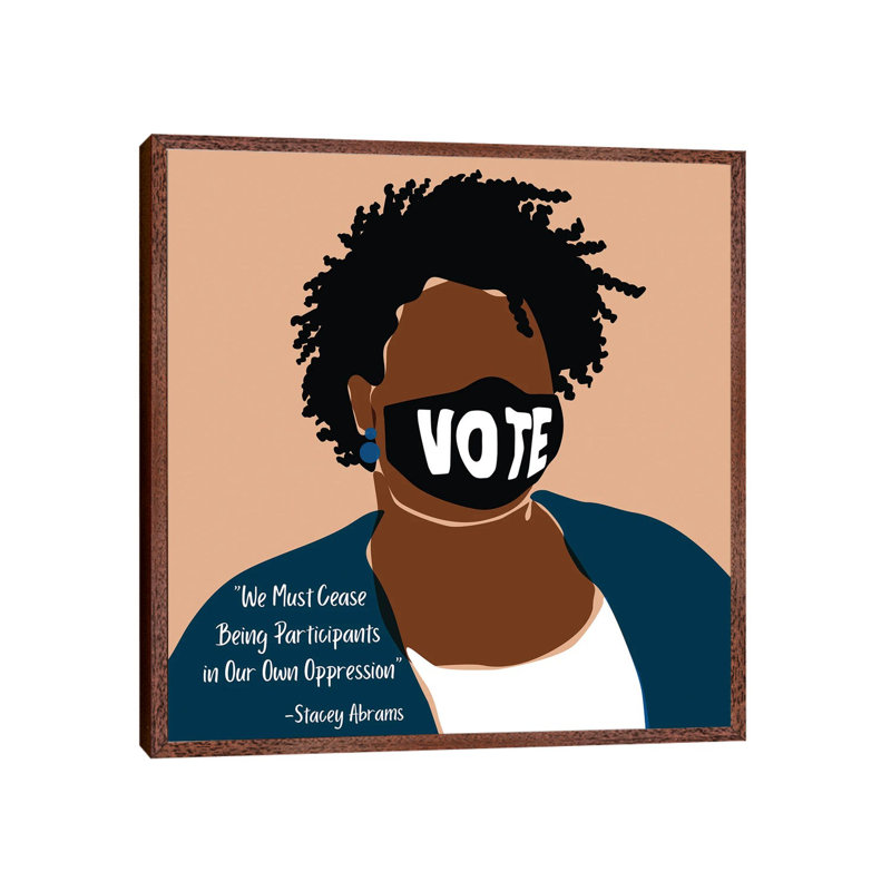 Stacey Abrams - Print on Canvas, Classic Brown Wood Framed, 45.72 cm H x 45.72 cm W