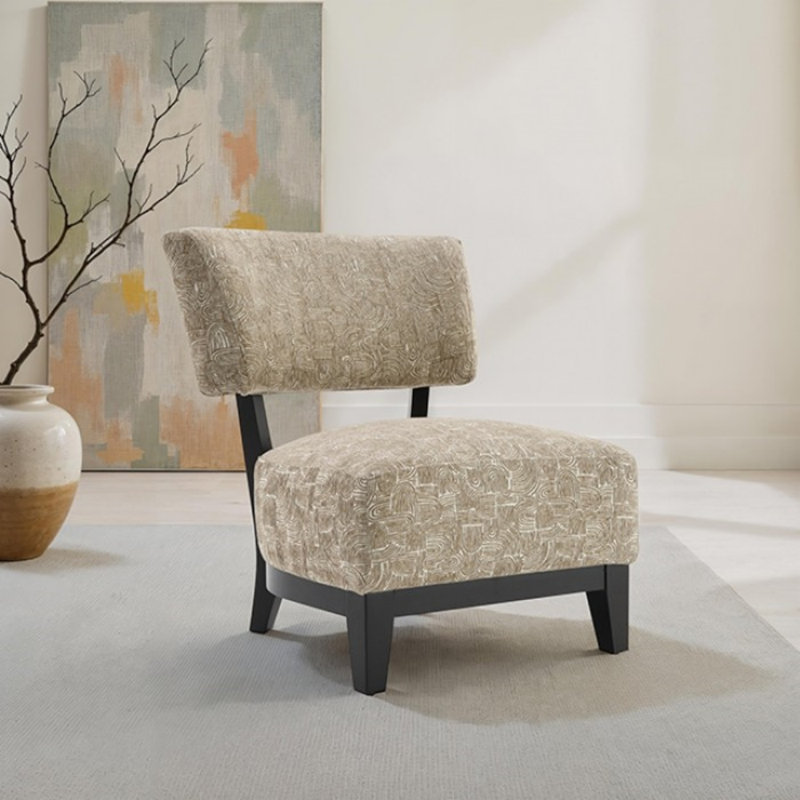 Fauteuil d'appoint rembourré avec dossier incliné Swirle, Beige