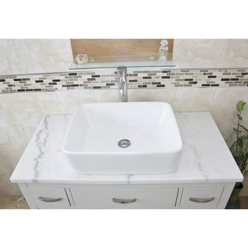Roderick 1000mm Single Bathroom Vanity with Basin, White Marble, Grey