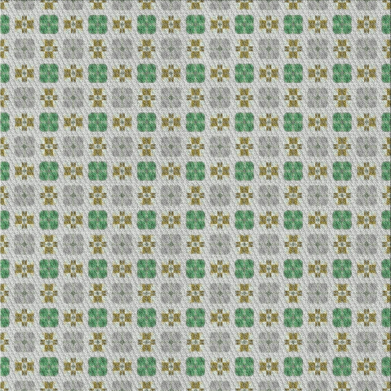 Tapis vert/gris à motifs, Carré 4 pi