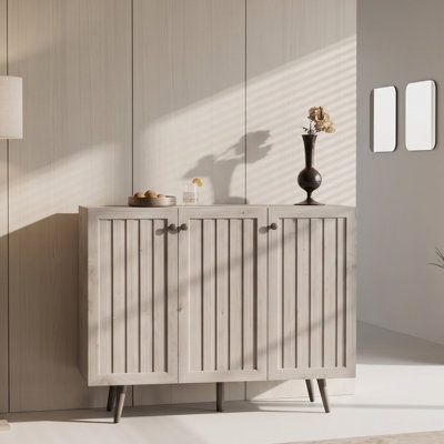 Buffet 46 "à 3 portes avec 3 tablettes, armoire de rangement moderne pour le salon, la salle à manger et le vestibule, gris