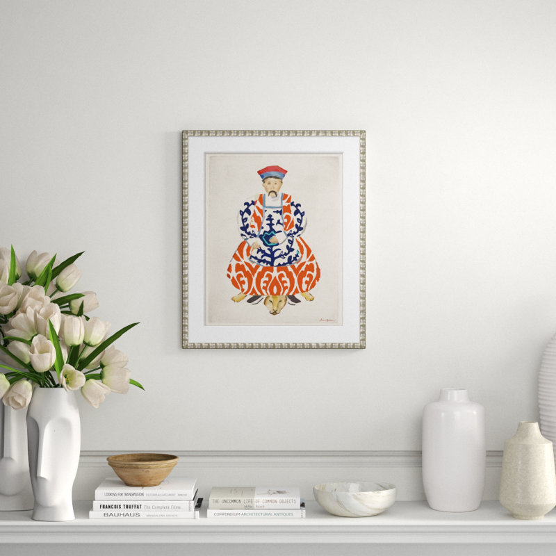 «Silk Scroll, Man» par Dana Gibson - Peinture encadrée sur papier