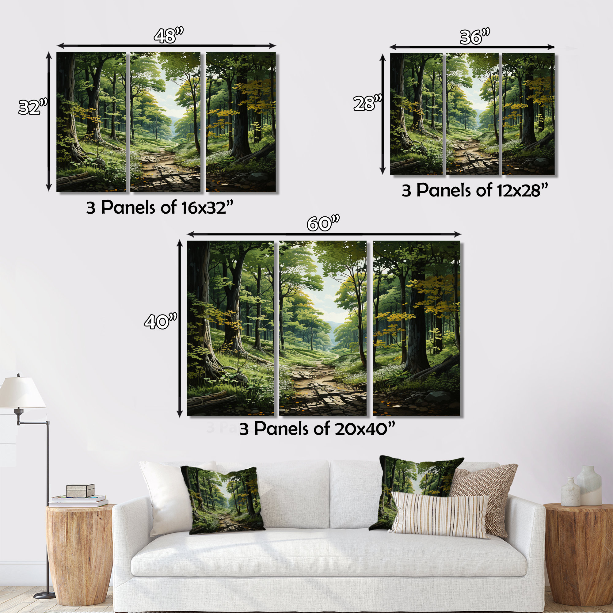 Millwood Pines Forest Monochrome Canopy On Metal 3 Pieces Print | Wayfair