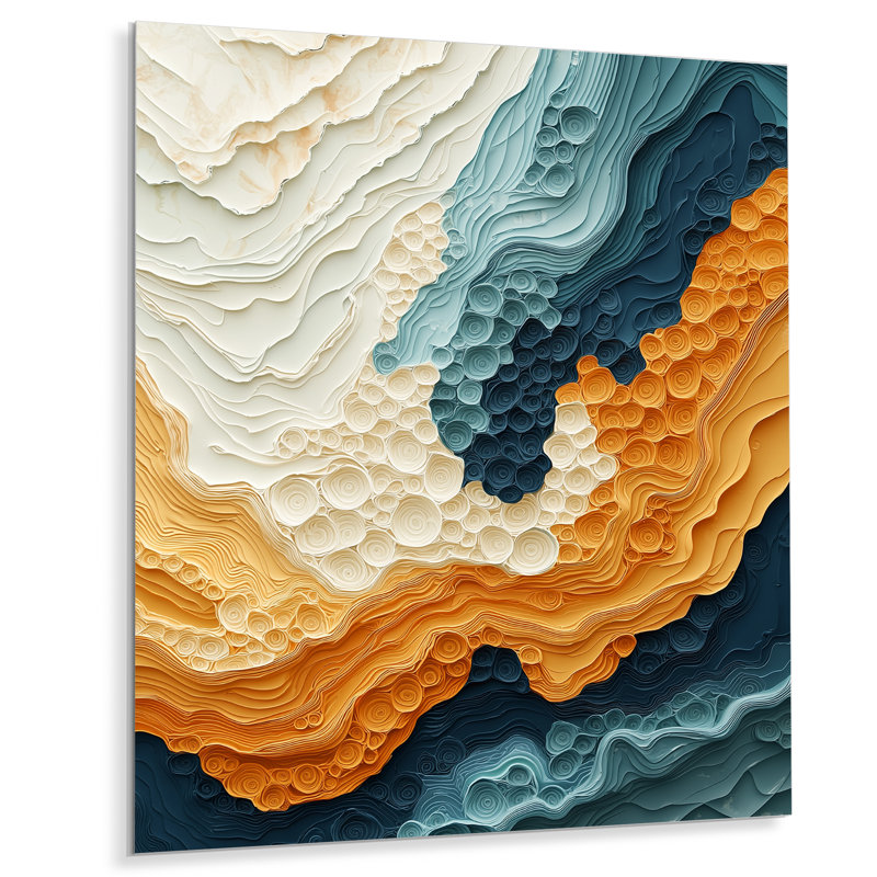 «Biomorphism Wave to Sand», reproduction d'art moderne en métal, H 20 po x l 12 po