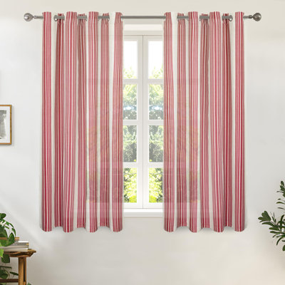Semi Sheer Grommet Linen Chris Stripe Patterned Curtains
