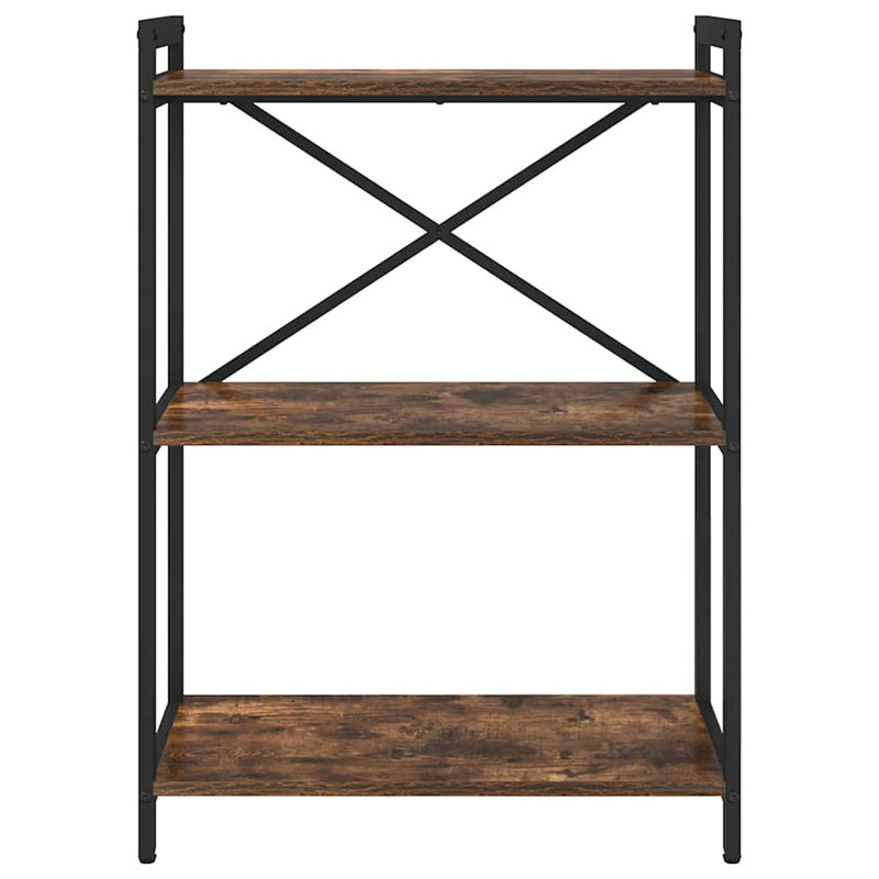 Steel Bookcase, Light Brown, (3 Shelves) 83cm H x 60cm W x 30cm D
