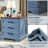 Farmhouse 22'' Wide  Nightstand With Charging Station, Rustic Wood End Table With 3 Large Drawers & Bar Handles-771809962