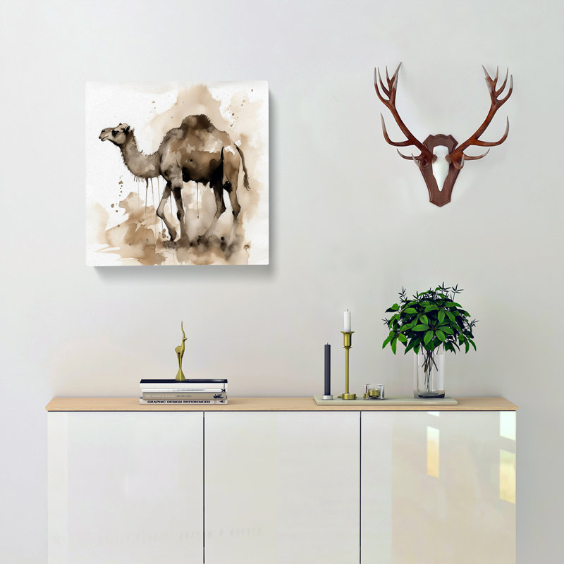 Camel Ink Wash - No Frame Print, 50cm H x 50cm W x 3cm D