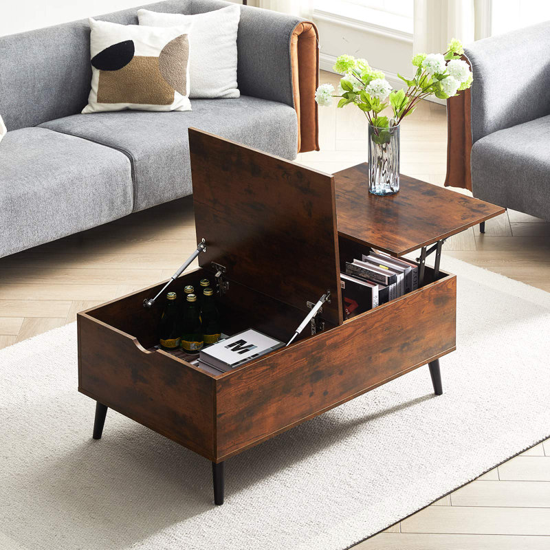 Lift Top Coffee Table with Storage, Brown