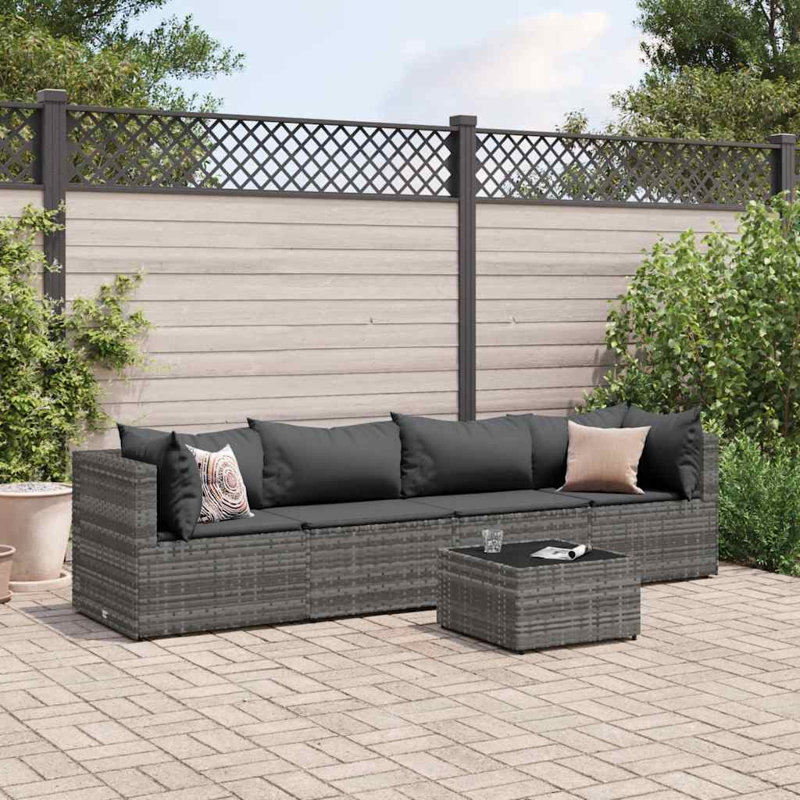 Ensemble de canapé d'extérieur modulaire en rotin PE gris