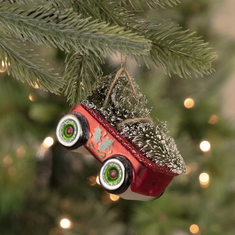 Ornement de Noël 4,5 "avec paillettes rouges et arbre