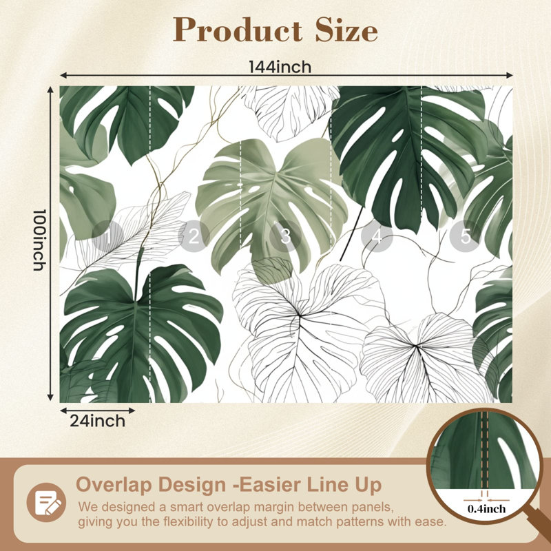 Papier peint adhésif à motif floral tropical vert, noir et blanc avec feuilles fendues et jungle