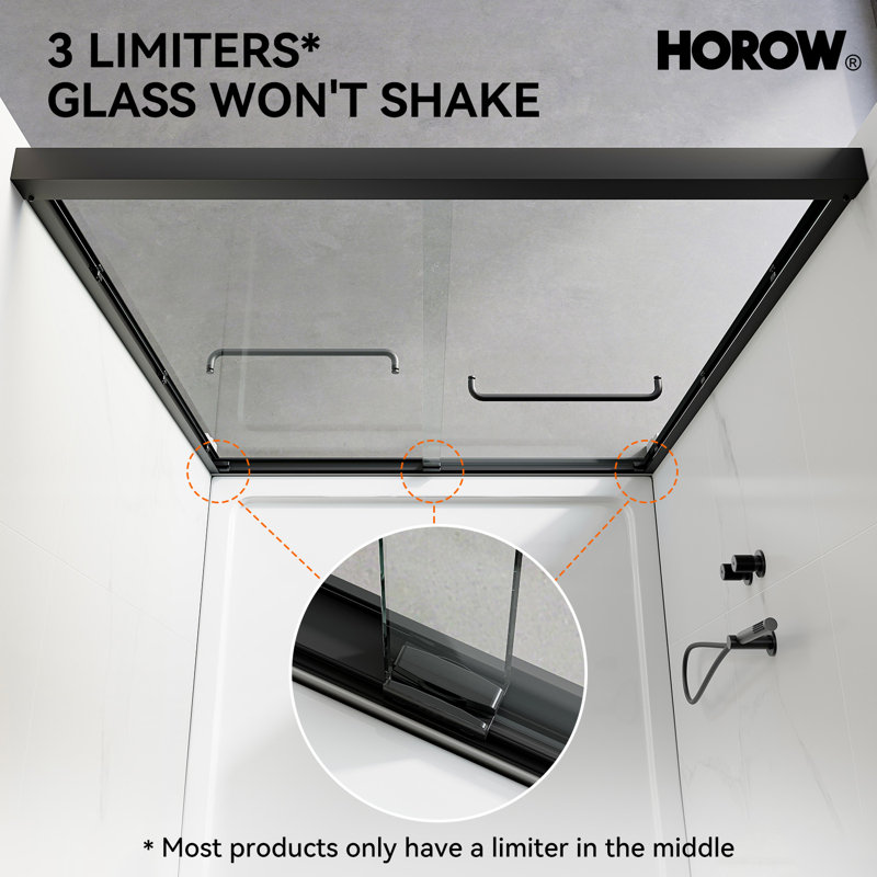 56-60″ W × 72″ H  Double Sliding Semi-Frameless Shower Doors with Cleancoat Glass– Adjustable Fit, Easy Install, 60"