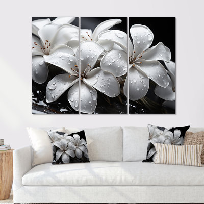 Plumeria Blooms in Stormy Greys - ensemble de reproduction d'art mural Plumeria