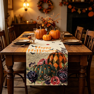 Nappe, chemin de table, linge de table patriotique d'Halloween, décoration pour la maison